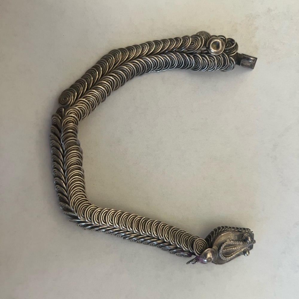 Antique Sterling Silver Snake Bracelet